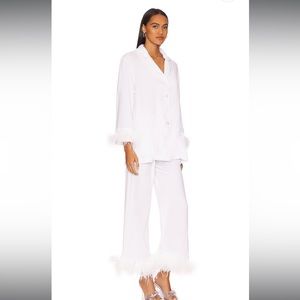 Sleeper Pajama Set with Double Feathers in White / Size M